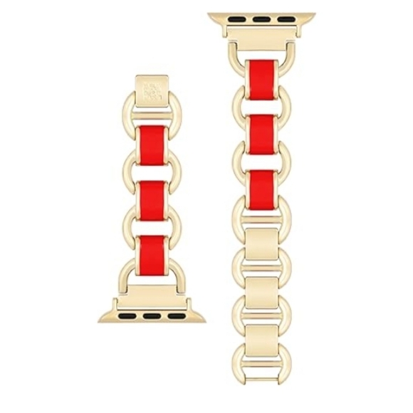 Replacement Chain Bracelet for Apple Watch Secure Adjustable Band Red Gold